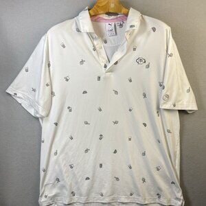 Puma Arnold Palmer Cloudspun Polo Shirt Mens XL Lemons Dadcore Golf Workwear EUC
